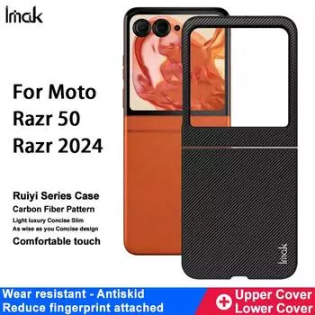 Чехол для телефона Moto Razr 50 2024 Чехол серии IMAK Ruiyi - версия с узором из углеродного волокна Moto Razr 50 чёрный