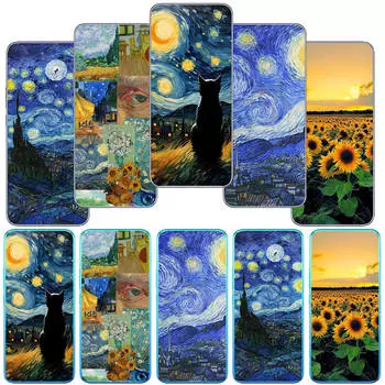 Чехол для телефона Motorola Moto Edge 40 30 neo G54 G24 G84 iPhone 15 14 Xiaomi Redmi Note 13 12 11 Pro Samsung Galaxy A34 Starry Night Sunflower Van Gogh for Redmi Note 9 Pro болюс