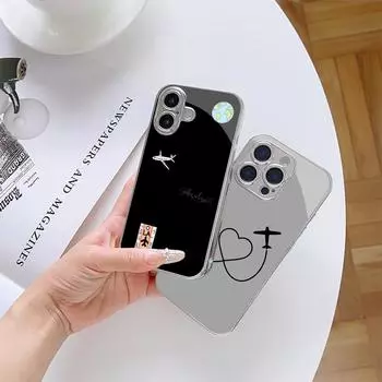 Чехол для телефона N122 Airplane trajectory art для iPhone 16 15 Pro Max Samsung S24 A54 A35 Xiaomi Redmi Note 13 Pro с покрытием из закаленного стекла for iPhone 6/6S