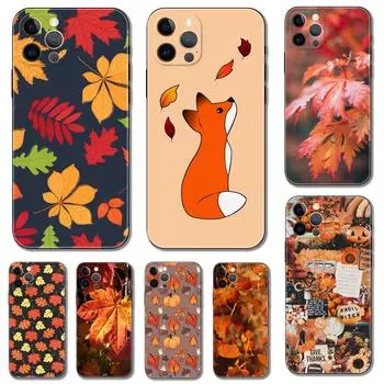 Чехол для телефона «Осенние листья» для iPhone 5 5S 2020se 6 6s 7 8 plus x 10 XR XS 11 12 13 mini pro MAX, черная задняя крышка из ТПУ iphone 5 5S SE 2016