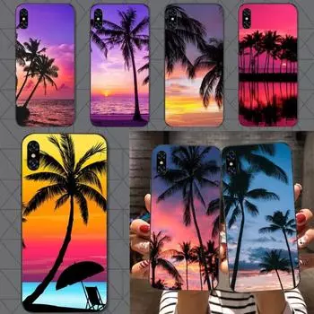 Чехол для телефона Palm Tree Sunset Ocean для iPhone 14 13 12 11 XS X 8 7 6 Plus Mini Pro Max SE 2022, мягкий черный чехол для телефона iPhone 14