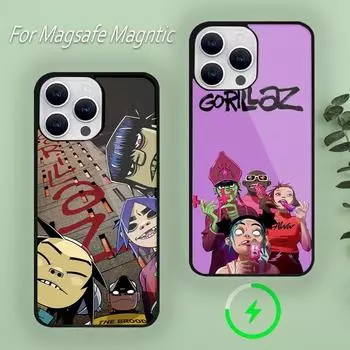 Чехол для телефона Rock Band Gorillaz для iPhone 15 14 13 12 11 Plus Pro Max Magsafe с магнитной беспроводной зарядкой iPhone13mini