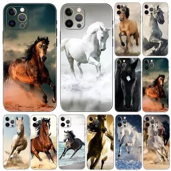 Чехол для телефона Running a horse in a animal pouch для iPhone SE 6 6S 7 8 Plus X 10 XR XS 11 12 13 mini pro MAX, черная задняя крышка из ТПУ iphone 5 5S SE 2016