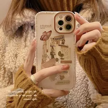 Чехол для телефона с этикеткой-бабочкой в стиле ретро для Iphone X Xr 12 Mini 13 11 14 Pro Max Xs Max 8 7 Plus, мягкая силиконовая противоударная задняя крышка for iphone 13promax