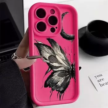 Чехол для телефона с бабочкой для iPhone 11, чехол для iPhone 15 13 12 14 Pro Max X XR XS Max 7 8 Plus SE Aesthetic Moon Liquid силиконовый чехол For iPhone 13