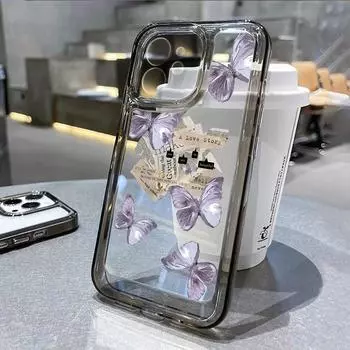 Чехол для телефона с бабочкой для iPhone 15 14 13 12 11 Pro Max XR XS X 7 8 Plus SE 2020 2022 SE3 противоударный прозрачный мягкий чехол из ТПУ For iPhone SE 2020