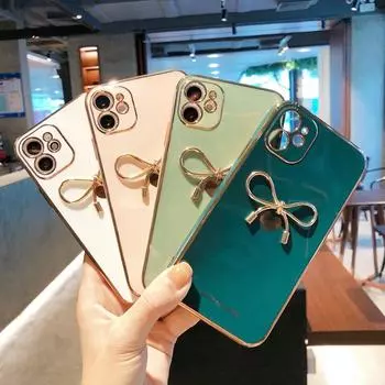 Чехол для телефона с бантом и узором «Любовь» для Iphone 11 12 13 14 Pro Max Xs X Xr 7 8 Plus Mini Se 2020, мягкий силиконовый противоударный чехол For iPhone 8 зелёный