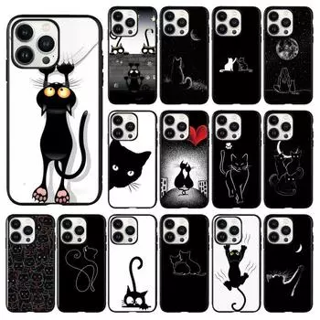 Чехол для телефона с черным котом для Iphone 14 13 12 11 Pro Max Xs Xr X 8 7 Plus Se, чехлы для мобильных телефонов Funda Cell iPhone 11