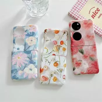 Чехол для телефона с цветочным узором для Huawei P50 Pocket, ультратонкий складной жесткий чехол для Huawei P50 Pocket, аксессуары для смартфонов For Huawei P50Pocket