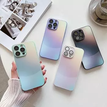 Чехол для телефона с градиентным матовым стеклом для iPhone 15 Pro Max, противоударная задняя крышка для iPhone 14, 13, 12, 11 Pro Max Plus, бампер, чехол For iPhone 12 чёрный