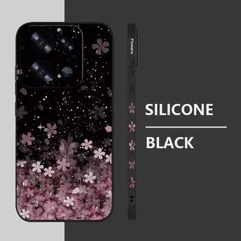 Чехол для телефона с градиентным узором вишни для Xiaomi 13T 12T 11T Poco F6 X6 X3 Redmi Note 12 11 Pro 10, тонкий мягкий противоударный чехол из ТПУ с ремешком Redmi Note 13 4G бежевый