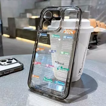 Чехол для телефона с календарем на 2024 год для iPhone 15 Pro, чехол для iPhone 14 Pro Max 13 12 11 XR XS X 7 8 15 Plus SE, противоударный мягкий чехол-бампер For iPhone 11 Pro