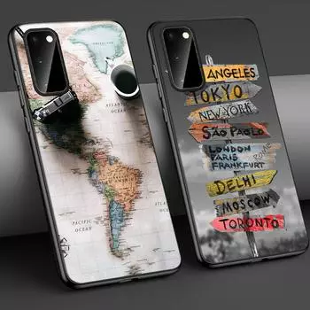Чехол для телефона с картой путешествий для Samsung A51 S22 S20 S21 A50 A71 A70 A20 A12 S10 S9 S8 Ultra Puls Note 20 10 9 Plus, ультра мягкий чехол NOTE 10 Plus