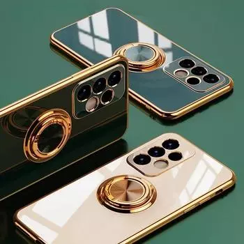 Чехол для телефона с металлическим кольцом и покрытием для Samsung Galaxy A55 A35 A25 A15 A05S A05 A54 A34 A24 A14 A04 A04E 4G 5G задняя крышка Samsung A55 5G фиолетовый