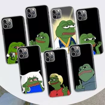 Чехол для телефона с милыми лягушками и грустным Пепе для Apple iPhone 11 12 13 14 Pro 7 XR X XS Max 6 6S 8 Plus + Mini 5 SE, мягкий чехол с принтом iPhone 11