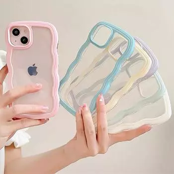 Чехол для телефона с мягкими волнистыми линиями для Iphone 11 12 13 14 Pro Max Xs Max X Xr 7 8 Plus Se 2020 2022, прозрачный чехол с ярким бампером For iPhone SE 2020 жёлтый