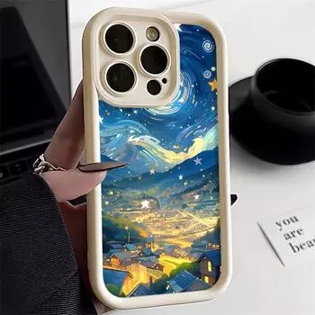 Чехол для телефона с пейзажем для iPhone 14 Pro Max, чехол для iPhone 11 12 13 15 Pro Max XR XS X 7 8 Plus SE 2020, градиентный акварельный чехол For iPhone 12 Pro