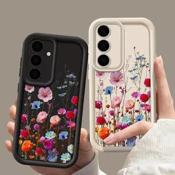 Чехол для телефона с принтом свежих цветов для Samsung S24 FE S23 Ultra S22 Plus S21 S20 FE A55 A35 A54 A53 A52 A34 A15 A14, противоударный, мягкий, защитный чехол из ТПУ Samsung S24 чёрный