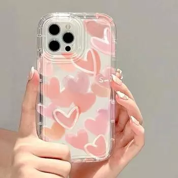 Чехол для телефона с сердечком для iPhone 13, чехол для iPhone 14 15 Pro Max 11 12 XR XS X 7 8 15 Plus SE, противоударный чехол-бампер с милым цветком For iPhone 15