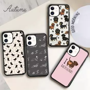 Чехол для телефона с собакой Dachshund Teckel Dackel для iPhone 11 12 13 14 Pro Max mini X XR XS SE 2020 5S 6 7 8 Plus Samsung S21 S22 iPhone 6plus