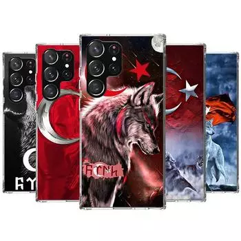 Чехол для телефона с турецким флагом для Samsung Galaxy S24 S23 S22 Ultra S21 S20 Fe S10 Plus S10E S9 S8 + Shell Coque Samsung S10