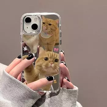 Чехол для телефона с зеркалом и милым сердечком для iPhone 15 Pro, чехол для iPhone 11 13 14 12 Pro Max X XR XS, силиконовая противоударная задняя крышка For iPhone 12 Pro