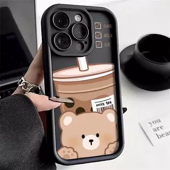 Чехол для телефона iPhone 11 13 12 14 15 16 Pro Max 7 8 Plus XR XS Max Samsung A55 S24 S23 A02S Redmi 9 13C 9A 10 A3 OPPO A15S A16 A17 A18 A38 A53 A54 A31 Xiaomi 11 Lite 4G кофейный