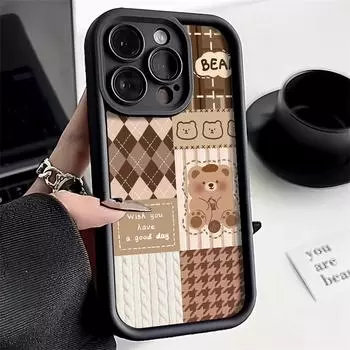Чехол для телефона iPhone 11 13 12 14 15 16 Pro Max 7 8 Plus XR XS Max Samsung A55 S24 S23 A02S Redmi 9 13C 9A 10 A3 OPPO A15S A16 A17 A18 A38 A53 A54 A31 Xiaomi 11 Lite 4G кофейный