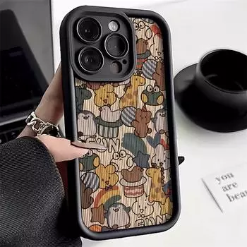 Чехол для телефона iPhone 11 13 12 14 15 16 Pro Max 7 8 Plus XR XS Max Samsung A55 S24 S23 A02S Redmi 9 13C 9A 10 A3 OPPO A15S A16 A17 A18 A38 A53 A54 A31 Xiaomi 11 Lite 4G кофейный
