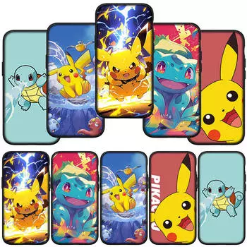 Чехол для телефона Samsung Galaxy S23 S24 iPhone 16 15 14 Xiaomi Redmi Note 13 12 11 Plus 10 9 Pro Max X XR OPPO Huawei Pokemon GO Pikachu Bulbasaur Cover for Huawei P20 Lite 2018 аэро