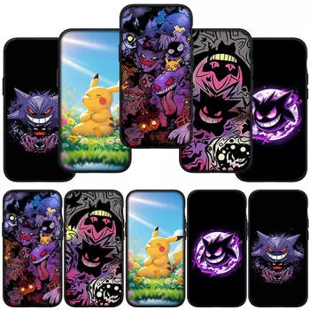 Чехол для телефона Samsung Galaxy S23 S24 iPhone 16 15 14 Xiaomi Redmi Note 13 12 11 8 Plus 10 9 Pro 13C Max X XR OPPO Huawei Pikachu Pokemon Gengar Cover for OPPO A54 5G аэро