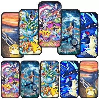 Чехол для телефона Samsung Galaxy S23 S24 iPhone 16 15 14 Xiaomi Redmi Note 13 12 11 8 Plus 10 9 Pro Max X XR OPPO Huawei Cute Pokemon GO Pikachu Cover for Samsung Galaxy S9 Plus болюс