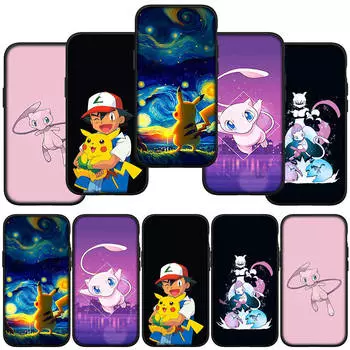 Чехол для телефона Samsung Galaxy S24 S23 iPhone 15 14 Xiaomi Redmi Note 13 12 11 8 Plus 10 9 Pro Max X XR OPPO Huawei Mew Pokemon GO Pikachu Mewtwo Cover for Samsung Galaxy S23 FE аэро