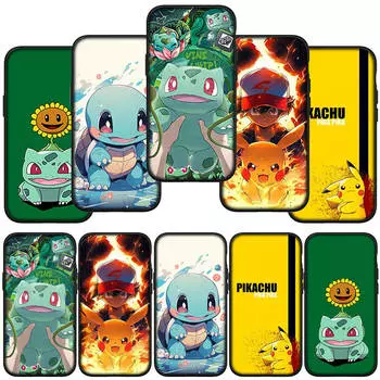 Чехол для телефона Samsung Galaxy S24 S23 iPhone 15 14 Xiaomi Redmi Note 13 12 11 8 Plus 10 9 Pro Max X XR OPPO Huawei Bulbasaur Pokemon GO Pikachu Cover