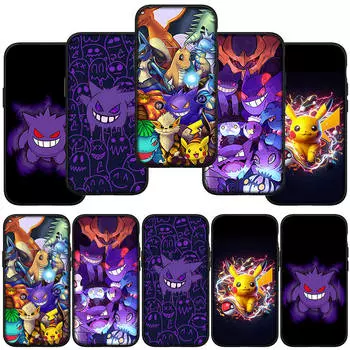 Чехол для телефона Samsung Galaxy S24 S23 iPhone 15 14 Xiaomi Redmi Note 13 12 11 8 Plus 10 9 Pro Max X XR OPPO Huawei Pikachu GO Gengar Pokemon Cover for Redmi Note 12 4G болюс