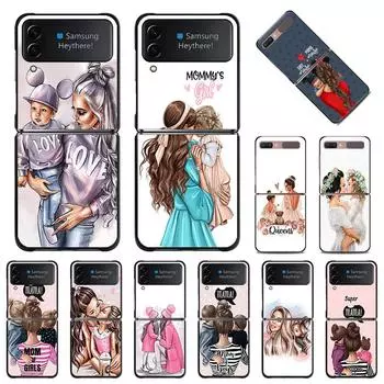 Чехол для телефона Samsung Galaxy Z Flip 3 5g Zflip, черный жесткий чехол Super Baby Mom, защитный чехол с принтом для Z Flip3 Zflip3 for Samusng Z Flip4