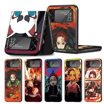 Чехол для телефона Samsung Galaxy Zflip Z Flip 4 Z Flip 3 5g Zflip3 Flip4 Flip3 сумка противоударный черный чехол Japan Demon Slayer Samsung Z Flip 5G