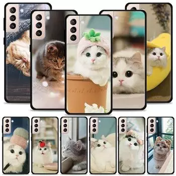 Чехол для телефона Samsung S21 S20 Ultra S10 Plus Lite S21 S20 Fe 5g Galaxy S10e S9 S8 S7 Edge, силиконовый чехол, милый кот, котенок For Samsung S7