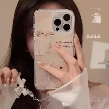 Чехол для телефона Sweet Little Rabbit с жемчужной цепочкой для телефона 11/12/13/14/15 15promax