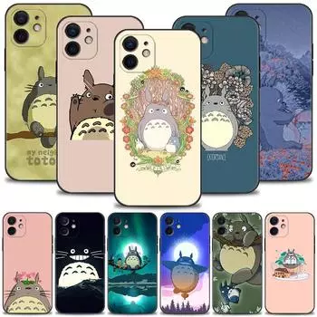 Чехол для телефона «Тоторо» для Iphone 14 13 12 11 Pro Max Xs Max Xr X 7 8 Plus 12 Mini 6s, силиконовый чехол черного цвета For iPhone 6 6S Plus