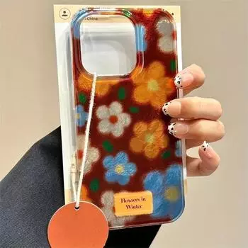 Чехол для телефона Vortex Shell IND Retro с маленьким цветком и перфорацией для iPhone 11 12 13 14 15 16 Pro Max SE XR X XS 7 8 16 Plus, мягкий чехол For iPhone 14