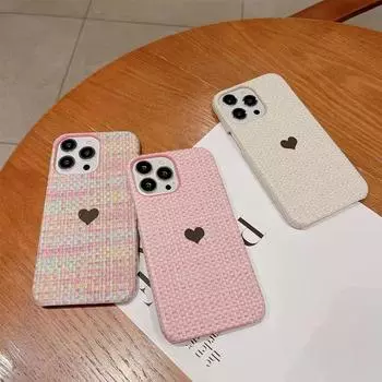 Чехол для телефона в форме сердца с плетеным узором, подходит для iPhone 11/12/13/14/15/16/PRO/PROMAX/PLUS iphone11