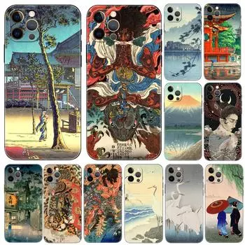 Чехол для телефона в японском стиле Art для iPhone 5 5S 2020se 6 6s 7 8 plus x 10 XR XS 11 12 13 mini pro MAX, черная задняя крышка из ТПУ iphone 5 5S SE 2016