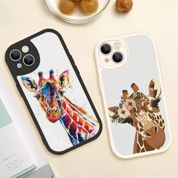 Чехол для телефона в стиле акварельной живописи жирафа для Iphone 14 13 11 12 Pro MAX 13 MiNi 7 8 plus X XS XR, защитные чехлы из овечьей кожи 13 pro max