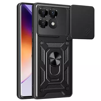 Чехол для телефона Xiaomi Poco F6 Pro 5G с выдвижной крышкой камеры, противоударный защитный бампер for Xiaomi Poco F6 Pro 5G чёрный