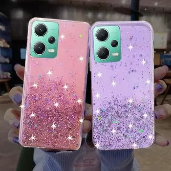 Чехол для телефона Xiaomi Redmi Note 12 Pro 5G 4G с кристаллами и блестками, звездами, мягкий чехол из ТПУ для Xiaomi Poco X5 Pro 5G, противоударные чехлы-бамперы для телефона For Xiaomi Poco X5 Pro 5G чёрный