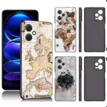 Чехол для телефона Xiaomi Redmi Note 9 10 11 11S 11T 12 13 Pro 5G Plus 9S 10S 12S с изображением карты мира и путешествий Redmi Note 13 4G