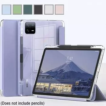 Чехол для Xiaomi Mi Pad 6 Pro 11 дюймов, прозрачный тройной держатель для карандашей, смарт-чехол для Funda Xiaomi Pad 6, чехол для Mi Pad 6 Pro 2023 MI Pad 6 11 2023