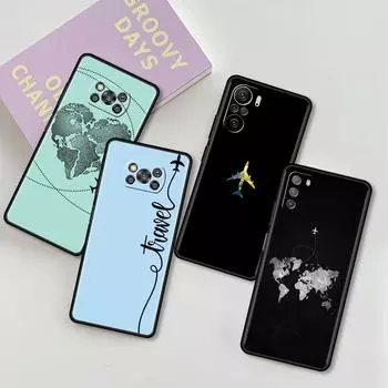 Чехол для Xiaomi Mi Poco X3 NFC M3 M4 Pro, чехол F3 GT F1 X2 11 Lite 11T 10T Note 10 9T, силиконовый корпус из ТПУ, самолет, путешествующий по миру Mi Poco X3