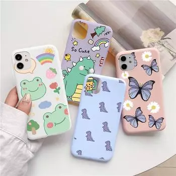 Чехол для Xiaomi Poco X3 M3 Pro F3 Mi 11 Lite Redmi 10 Note 9 8 Pro 10S 9S 9T 8T 9A 9C 9 8A 8 7 7A чехол с изображением динозавра-бабочки-лягушки Redmi 7